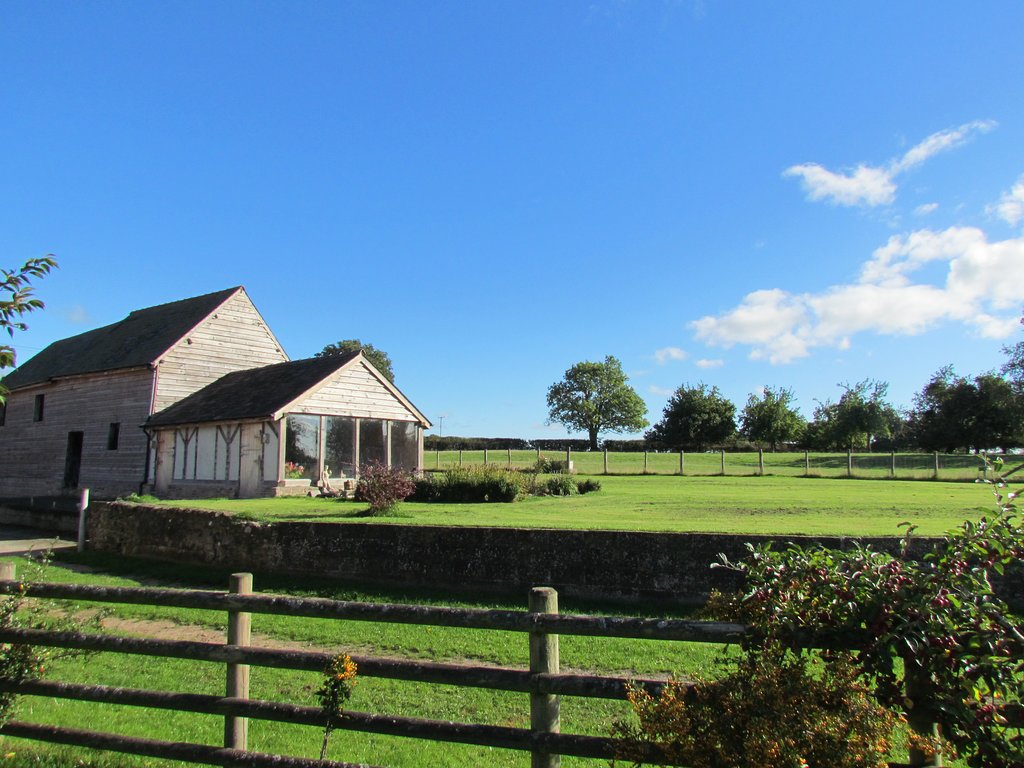 View to the hot tub across fields